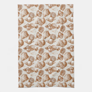 Neutral Nautical Seashell with Coastal Toile Style Tea Towel