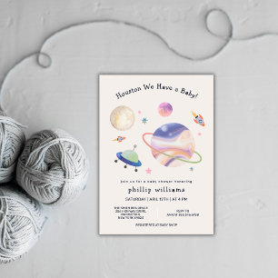 Neutral Night Galaxy Space Moon Star Baby Shower Invitation