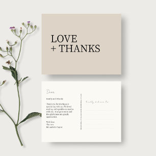 Neutral Non-Photo Wedding Thank You Postcard