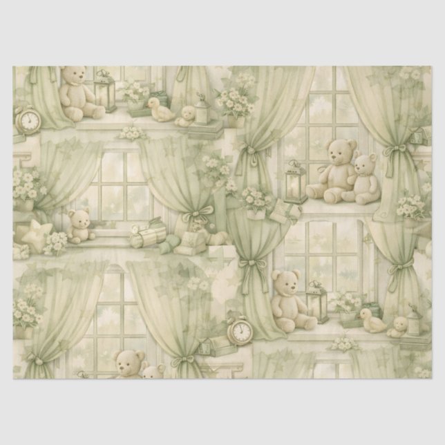 Neutral Nursery Teddy Bear Room Beige Pattern (2) Tissue Paper (Front)