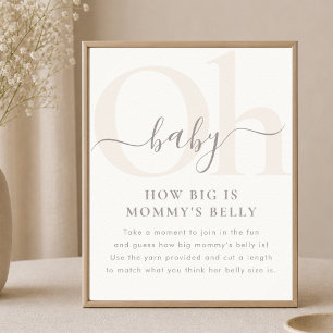 Neutral Oh Baby Shower Game Guess Mummy's Belly Poster