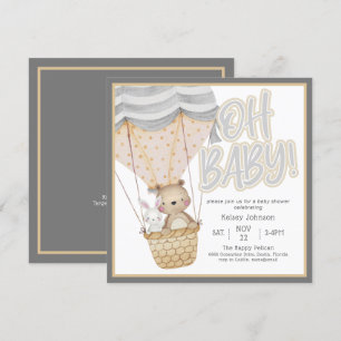 Neutral Oh Baby Woodland Animals Baby Shower Invitation