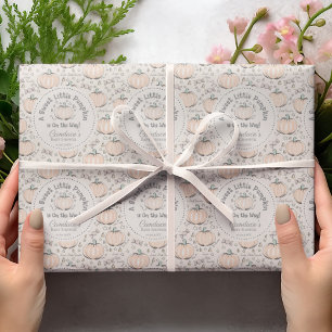 Neutral Orange & Cream Little Pumpkin Baby Shower Wrapping Paper