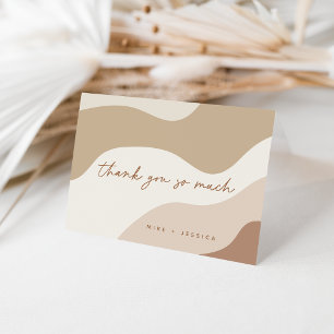 Neutral Organic Wavy Stripe Personalised Thank You Card