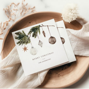 Neutral Ornaments Christmas Party Napkin
