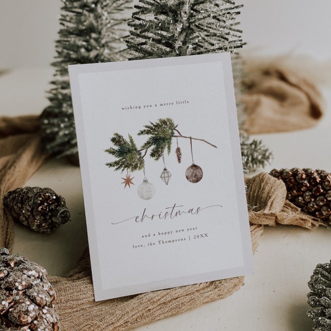 Neutral Ornaments Watercolor Holiday Card (Creator Uploaded)