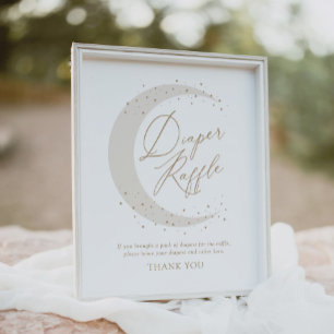 Neutral Over the Moon Baby Shower Diaper Raffle Poster