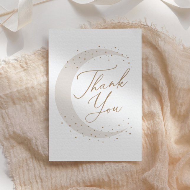 Neutral Over the Moon Baby Shower Thank You Card (Creator Uploaded)