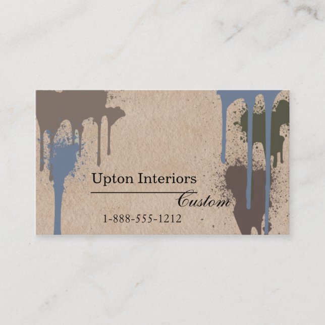 Neutral Paint Splatters and Brown Paper Business Card (Front)