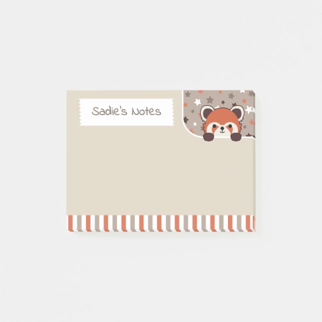 Neutral Palette Cute Red Panda Peekabo Your Notes (Front)