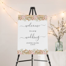 Neutral Palm and Pampas Flower Decor Wedding