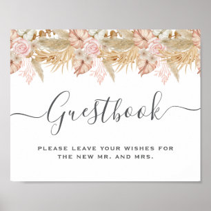 Neutral Palm and Pampas Flower Decor Wedding