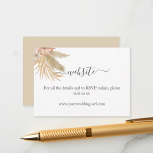 Neutral Palm and Pampas Flower Decor Wedding Enclosure Card
