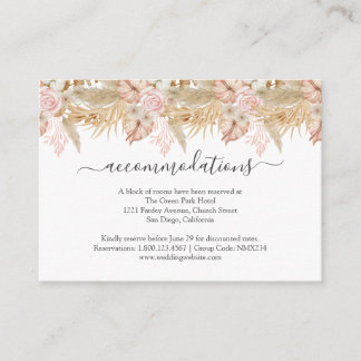 Neutral Palm and Pampas Flower Decor Wedding Enclosure Card