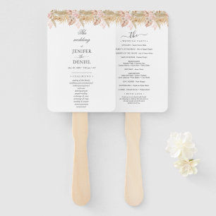 Neutral Palm and Pampas Flower Decor Wedding Hand Fan