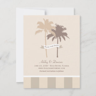 Neutral Palm Tree Beach Wedding Save The Date