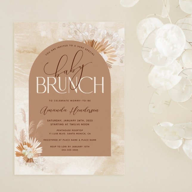 Neutral Pampas Baby Brunch Baby Shower Invitation (Creator Uploaded)