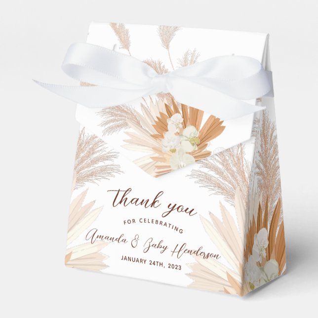 Neutral Pampas Baby Shower Favour Box (Front Side)