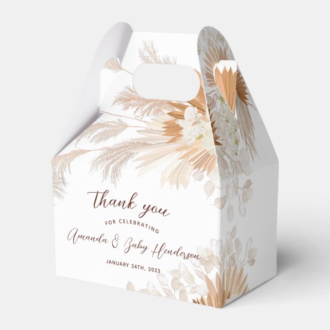 Neutral Pampas Baby Shower Favour Box (Front Side)