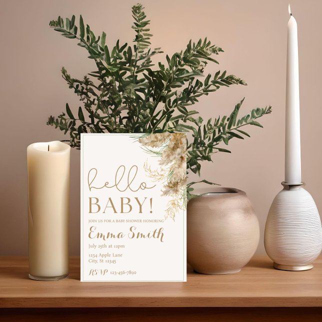 Neutral Pampas Grass Baby Shower Invitation | Boho (Creator Uploaded)