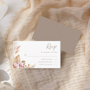 Neutral Pampas Grass Blush Floral Rustic Elegant  Enclosure Card