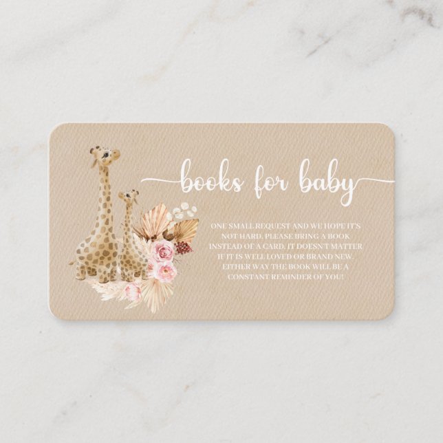 Neutral Pampas Grass Giraffe Books For Baby  Enclosure Card (Front)