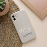 Neutral Pastel New Mrs Last Name Bride iPhone 16 Case<br><div class="desc">After the wedding, show off your new last name with this sleek and stylish case -- perfect for the honeymoon! Personalised bride design features "Mrs. [lastname]" in modern white and grey typography on a subtle pastel neutral sand beige background. Use the field provided to personalise with your new last name....</div>