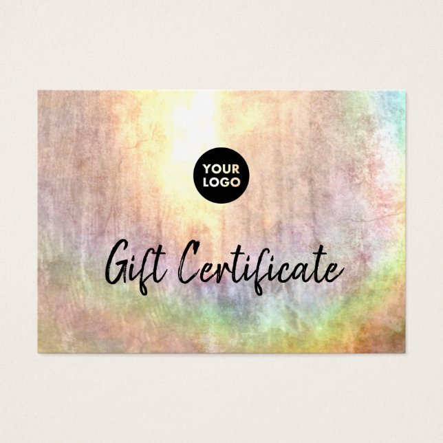 Neutral Pastel Rainbow Grunge Gift Certificate (Front)