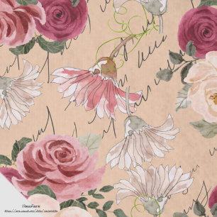 Neutral pattern Roses Dhalia Chic Decoupaging art Tissue Paper