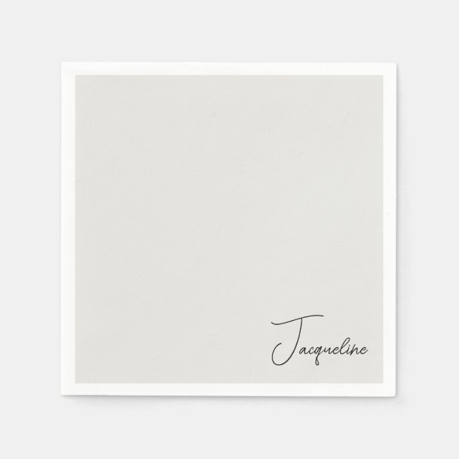 Neutral Personalised Script Name Shower Cocktail Napkin (Front)