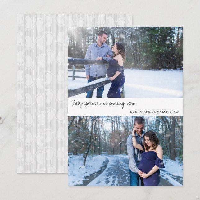 Neutral Photo Pregnancy Announcement Card (Front/Back)