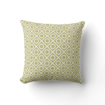 Neutral Pillow with white geometric pattern