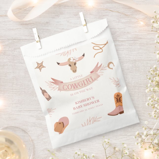 Neutral Pink Boho Wild West Cowgirl Baby Shower Favour Bags (Clipped)
