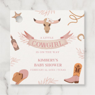 Neutral Pink Boho Wild West Cowgirl Baby Shower Favour Tags