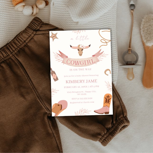 Neutral Pink Boho Wild West Cowgirl Baby Shower Invitation (Neutral Pink Boho Wild West Cowgirl Baby Shower Invitation)