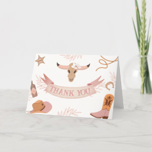 Neutral Pink Boho Wild West Cowgirl Baby Shower Thank You Card