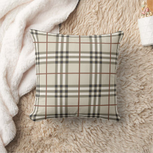 Neutral Plaid Cosy Classic Pattern Cushion