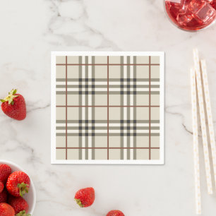 Neutral Plaid Cosy Classic Pattern Napkin