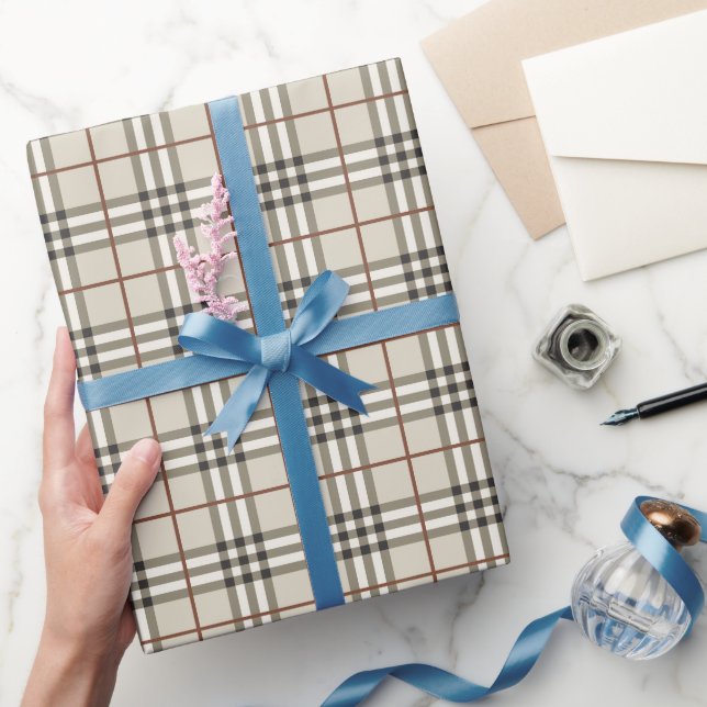 Neutral Plaid Cosy Classic Pattern Wrapping Paper (Gifting)