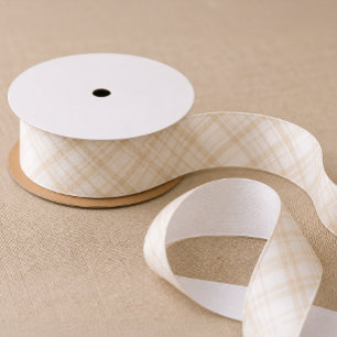 Neutral Plaid Satin Ribbon Baby Shower Decor