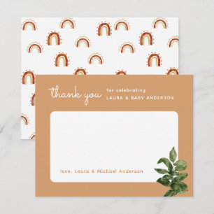 Neutral Plant Boho Rainbow Baby Shower Thank You Card