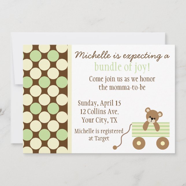 Neutral Polka Dots Baby Shower Invitation (Front)