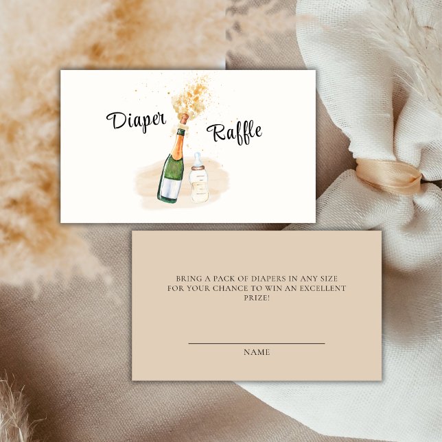 Neutral Poppin Champagne Diaper Raffle Baby Shower Enclosure Card (Neutral Poppin Champagne Diaper Raffle Baby Shower Enclosure Card)