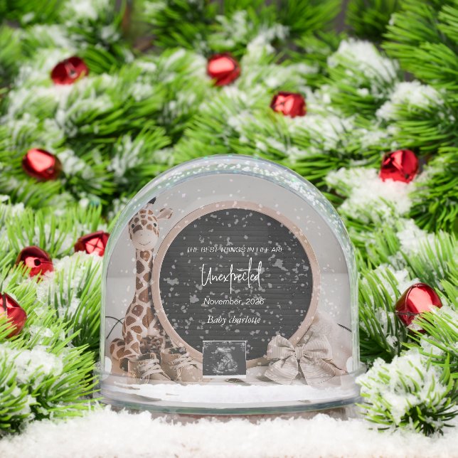 Neutral Pregnancy reveal announcement keepsake Snowglobe (Christmas)