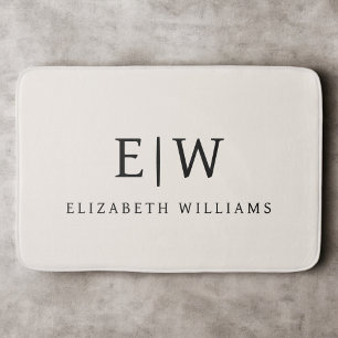 Neutral Professional Simple Monogram Minimalist Bath Mat