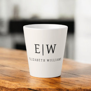 Neutral Professional Simple Monogram Minimalist Latte Mug