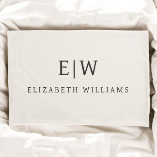 Neutral Professional Simple Monogram Minimalist Pillowcase