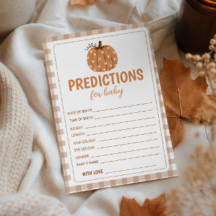 Neutral Pumpkin Baby Shower Predictions Card