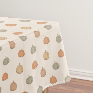 Neutral Pumpkin Boho Beige Halloween Fall Muted Tablecloth