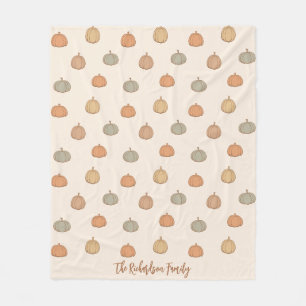 Neutral Pumpkin Boho Beige Halloween Fall Name Fleece Blanket